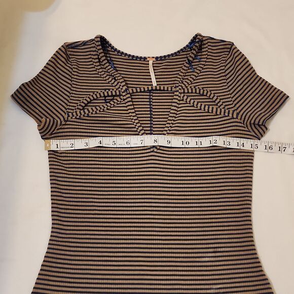 Free People Frenchie Striped Cutout Ribbed Shirt small - Picture 4 of 7